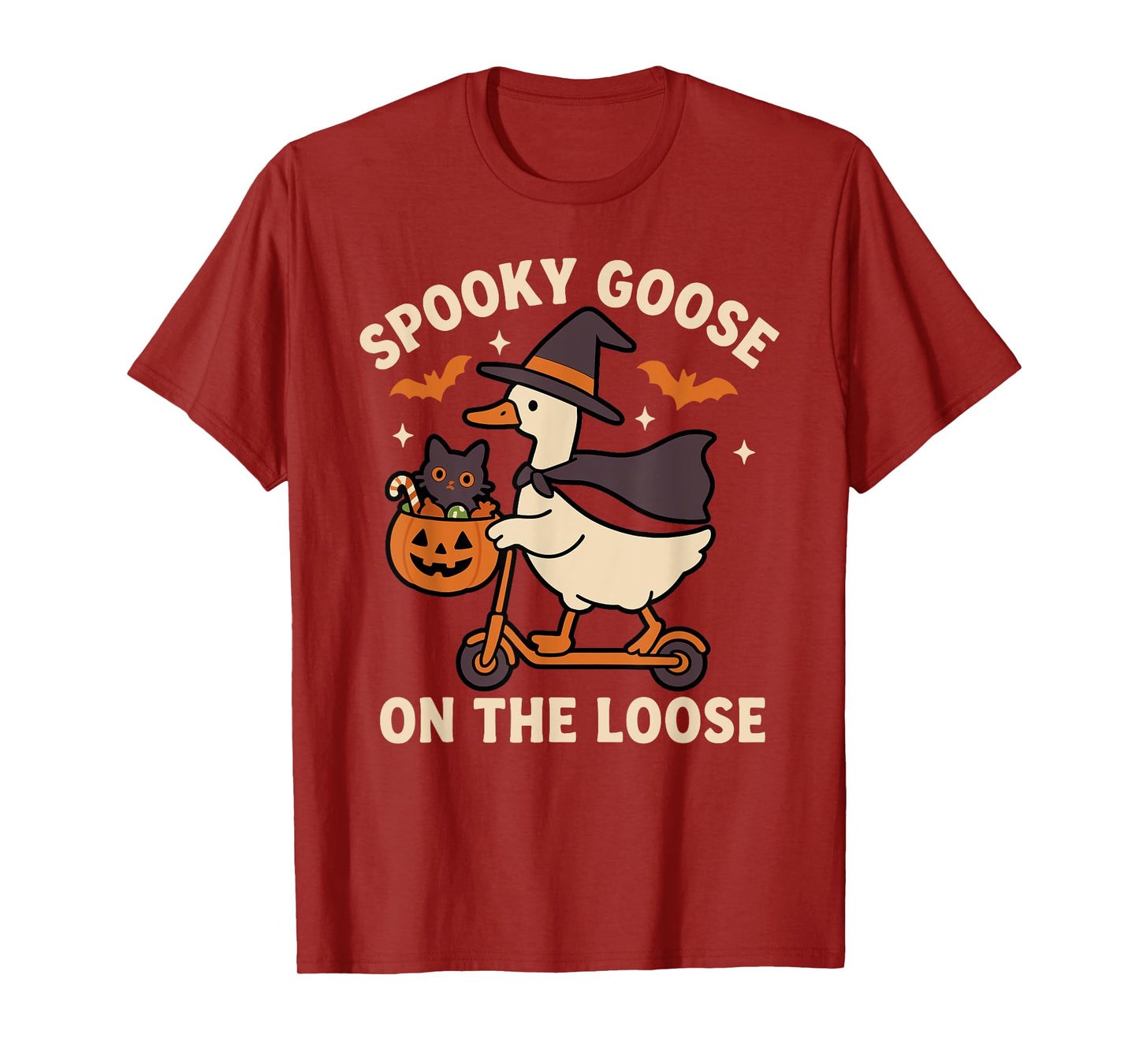 Spooky Goose On The Loose Halloween Silly Witch Costume T-Shirt