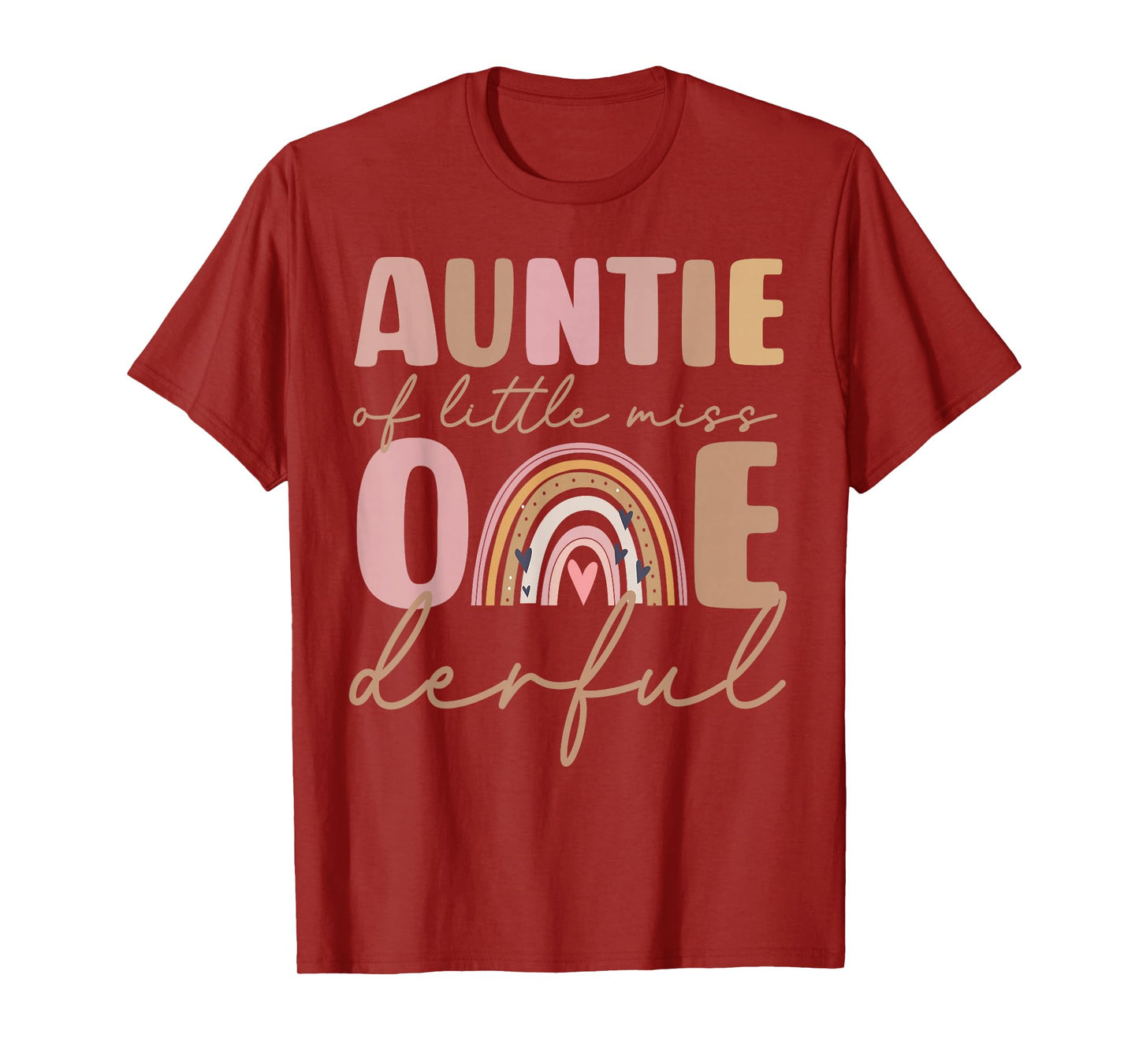 Auntie of Little Miss Onederful First Birthday Boho Rainbow T-Shirt
