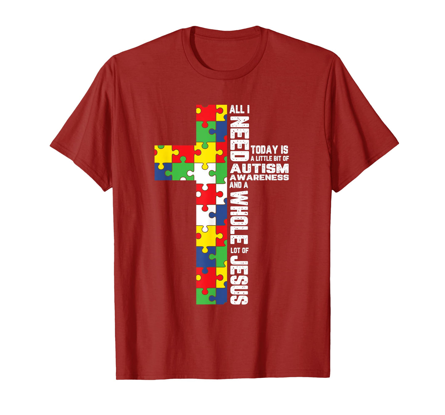 Autism Awareness Jesus Cross Puzzle Cool Christian Gifts T-Shirt