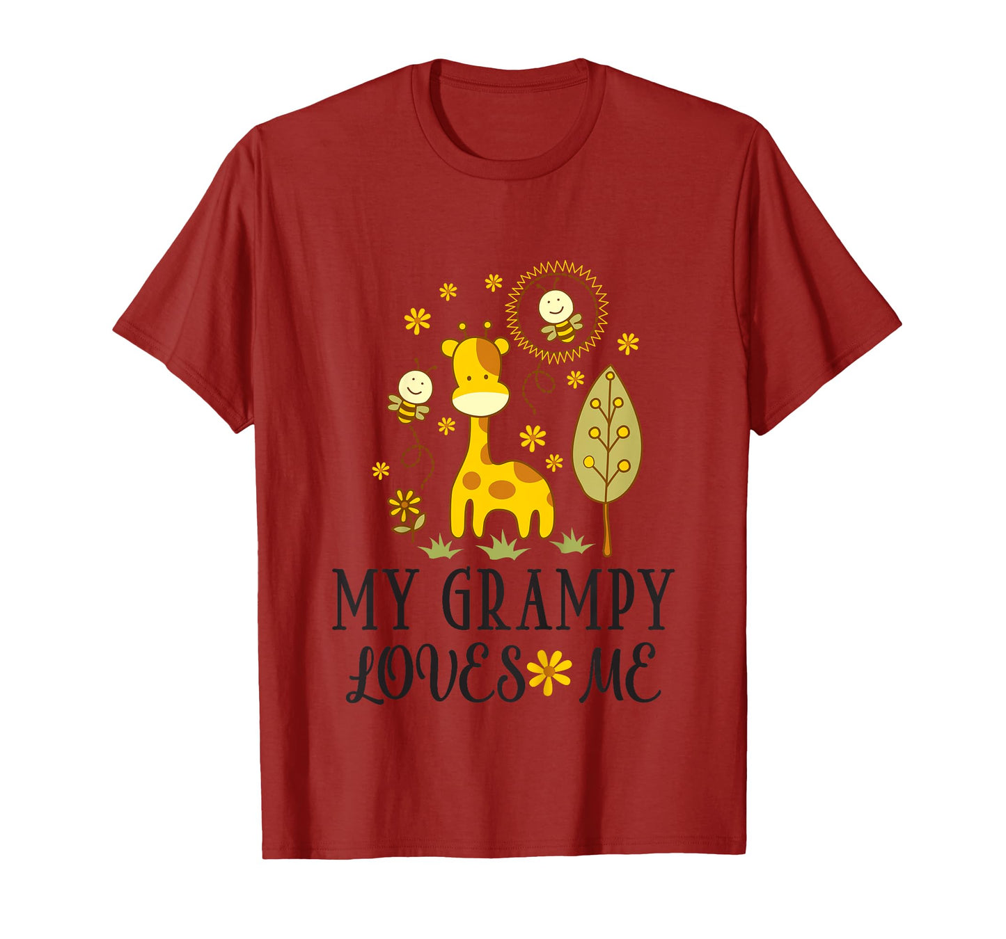 Kids My Grampy Loves Me Granddaughter Giraffe T-Shirt