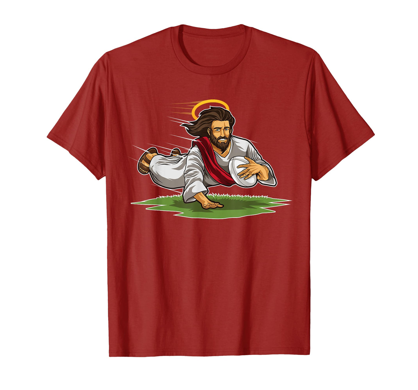 Rugby Jesus Scores Funny Rugby Illustration T-Shirt