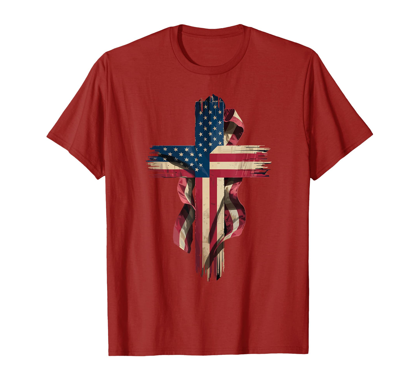 Patriotic Christian Cross USA Flag T-Shirt