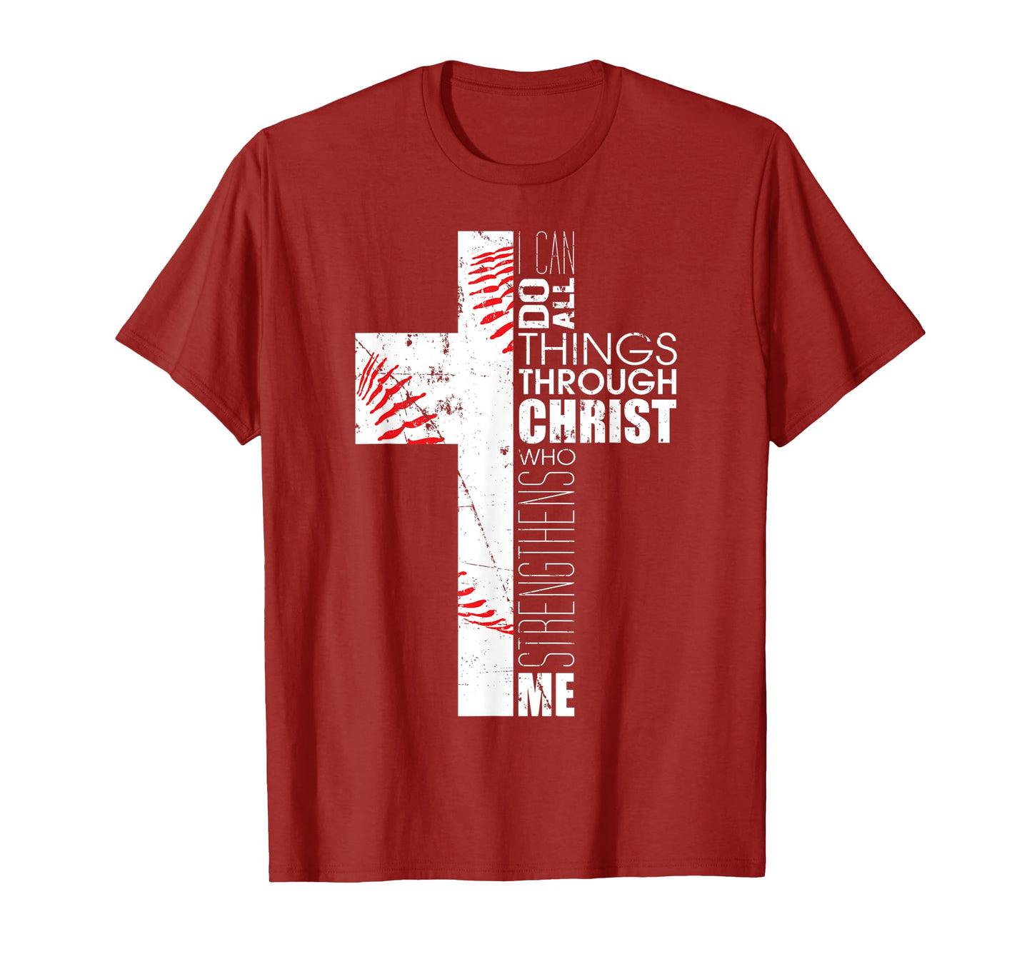 Philippians 4:13 Baseball Cross Gifts Christian Bible Verse T-Shirt
