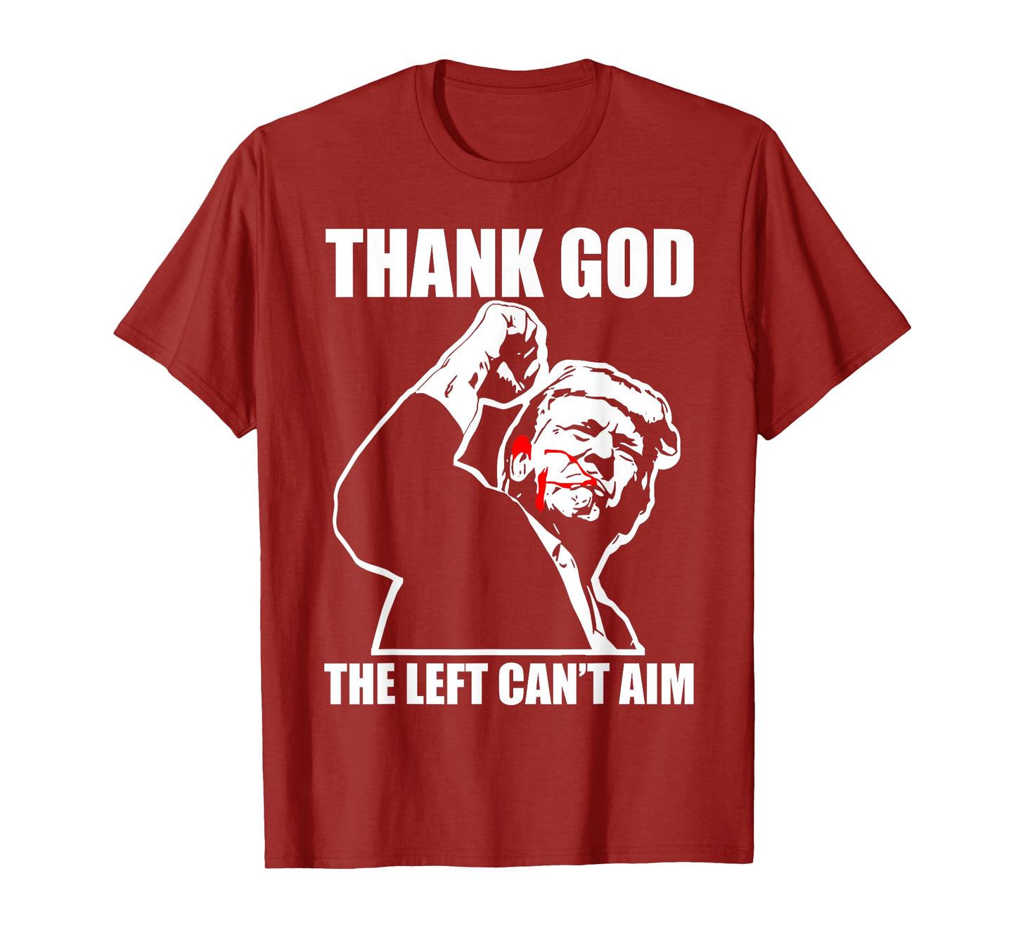 Trump Thank God The Left Can't Aim T-Shirt, Small, Black