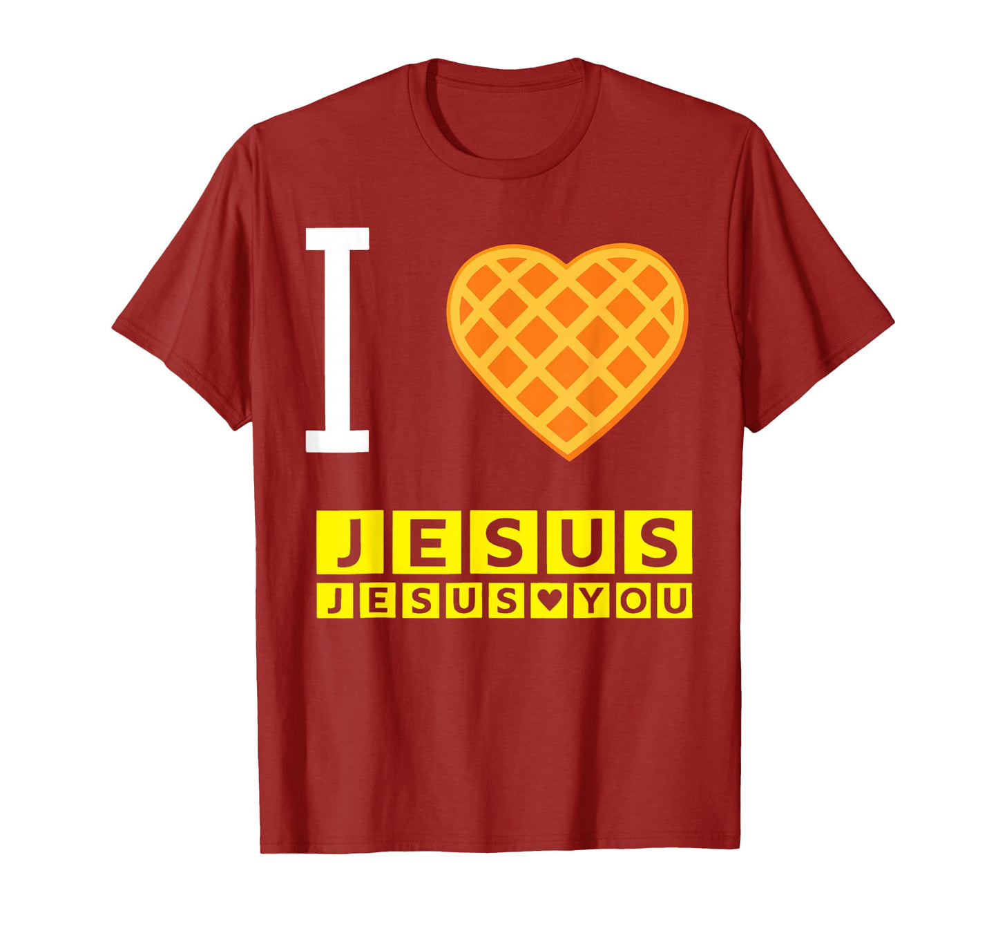 I Love Jesus Waffle Heart Funny Christian Breakfast Faith T-Shirt