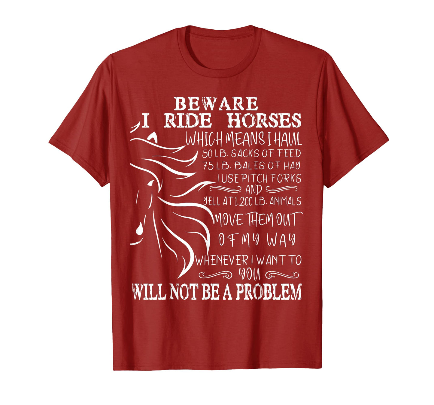 Beware I Ride Horses You Will Not Be A Problem, Funny Horse T-Shirt