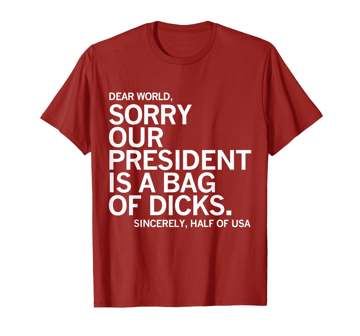 Dear World Sorry Our President Is A Bag Of Dicks Funny Meme T-Shirt