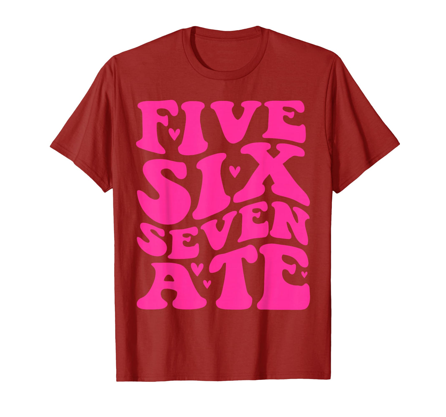 Five Six Seven Ate Cheer Cheerleader Cheer Era Pink Print T-Shirt