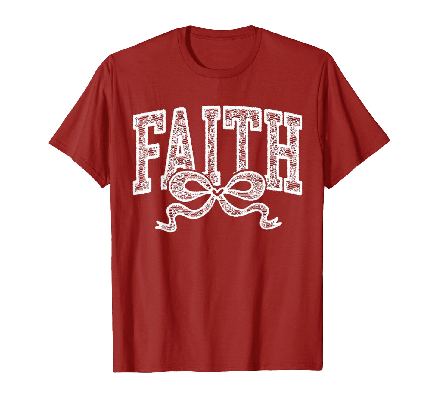 Lace Faith Coquette Bow Christian Religious Women Girl T-Shirt