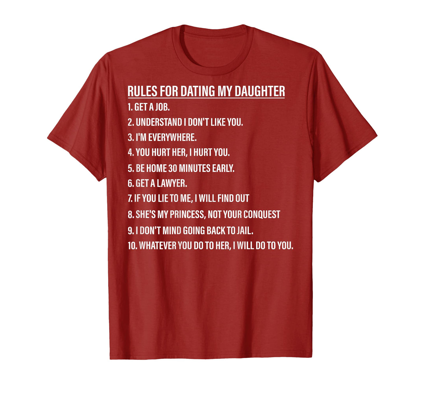 Rules for Dating My Daughter Funny Dad Daughter (On Back) T-Shirt