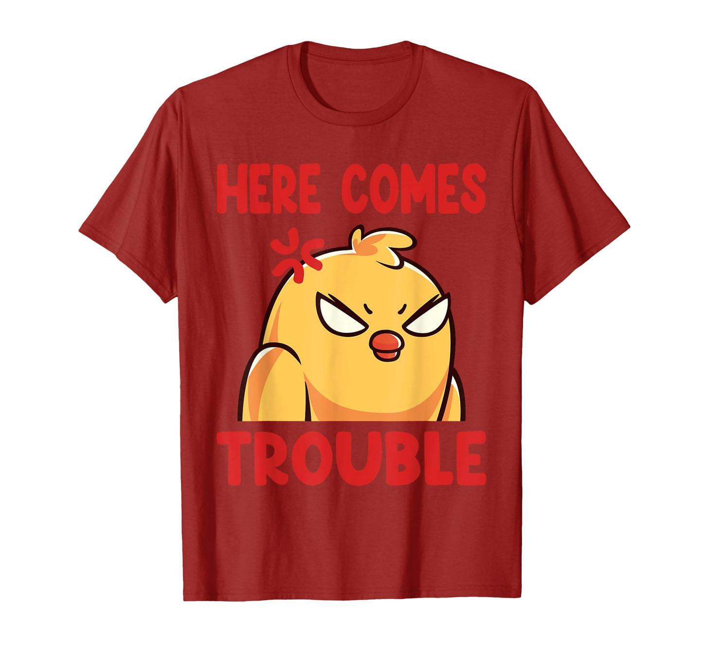 Funny Here Comes Trouble Angry Kawaii Bird T-Shirt