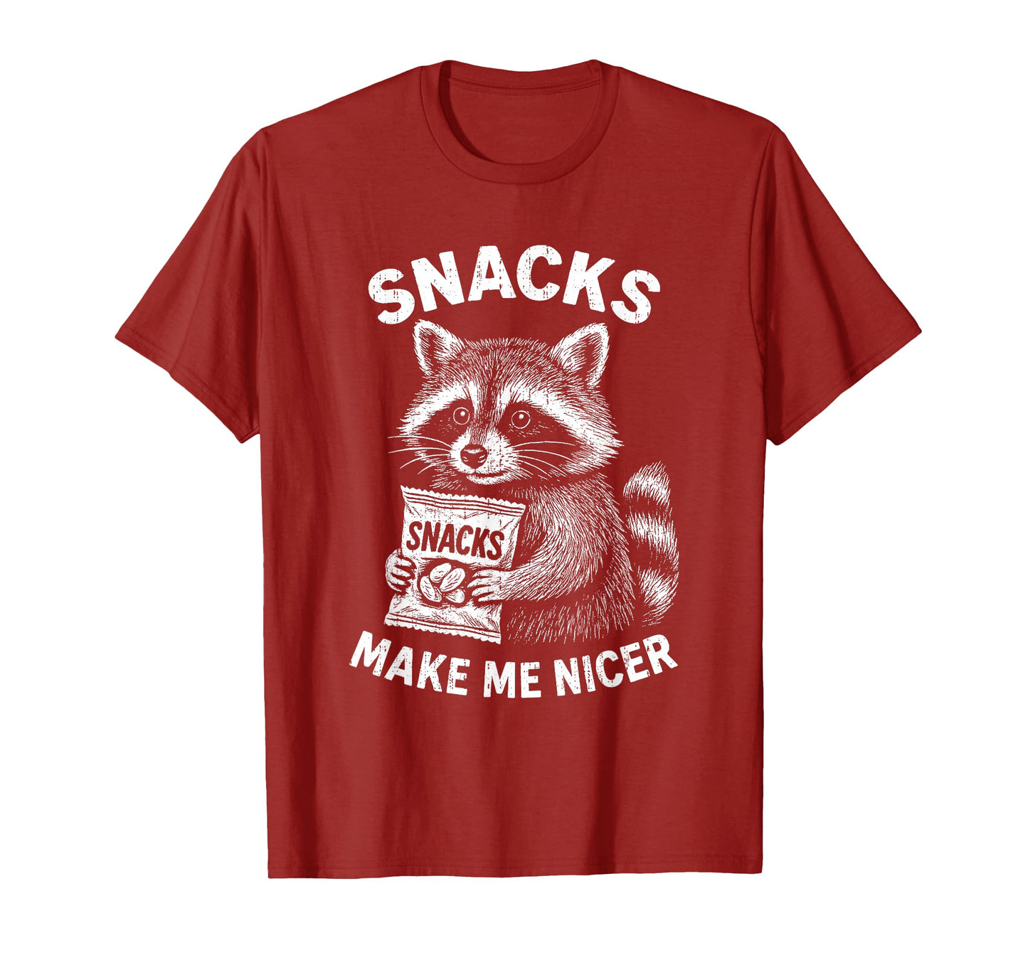 Snacks Make Me Nicer Raccoon Animal Funny Saying Humor Meme T-Shirt