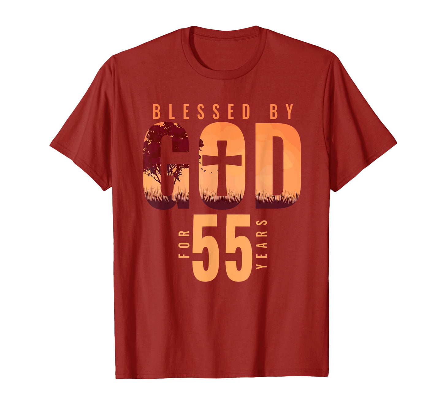 Blessed By God For 55 Years 55th Birthday Religious Theme T-Shirt