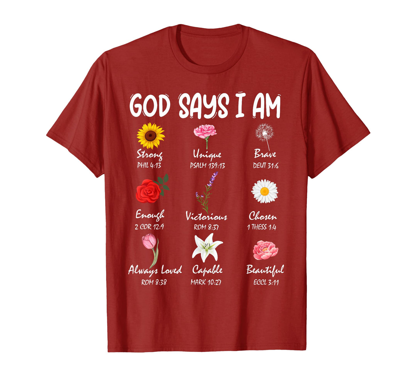 God Says I Am Cute Wild Flowers Women Girls Kids Christian T-Shirt
