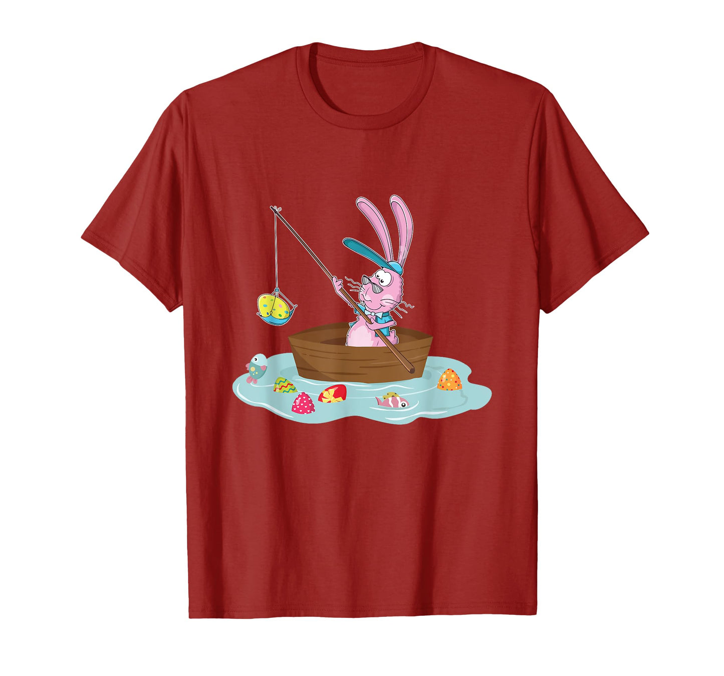 Funny Easter Bunny Fishing Egg Hunting - Easter Sunday Fun T-Shirt