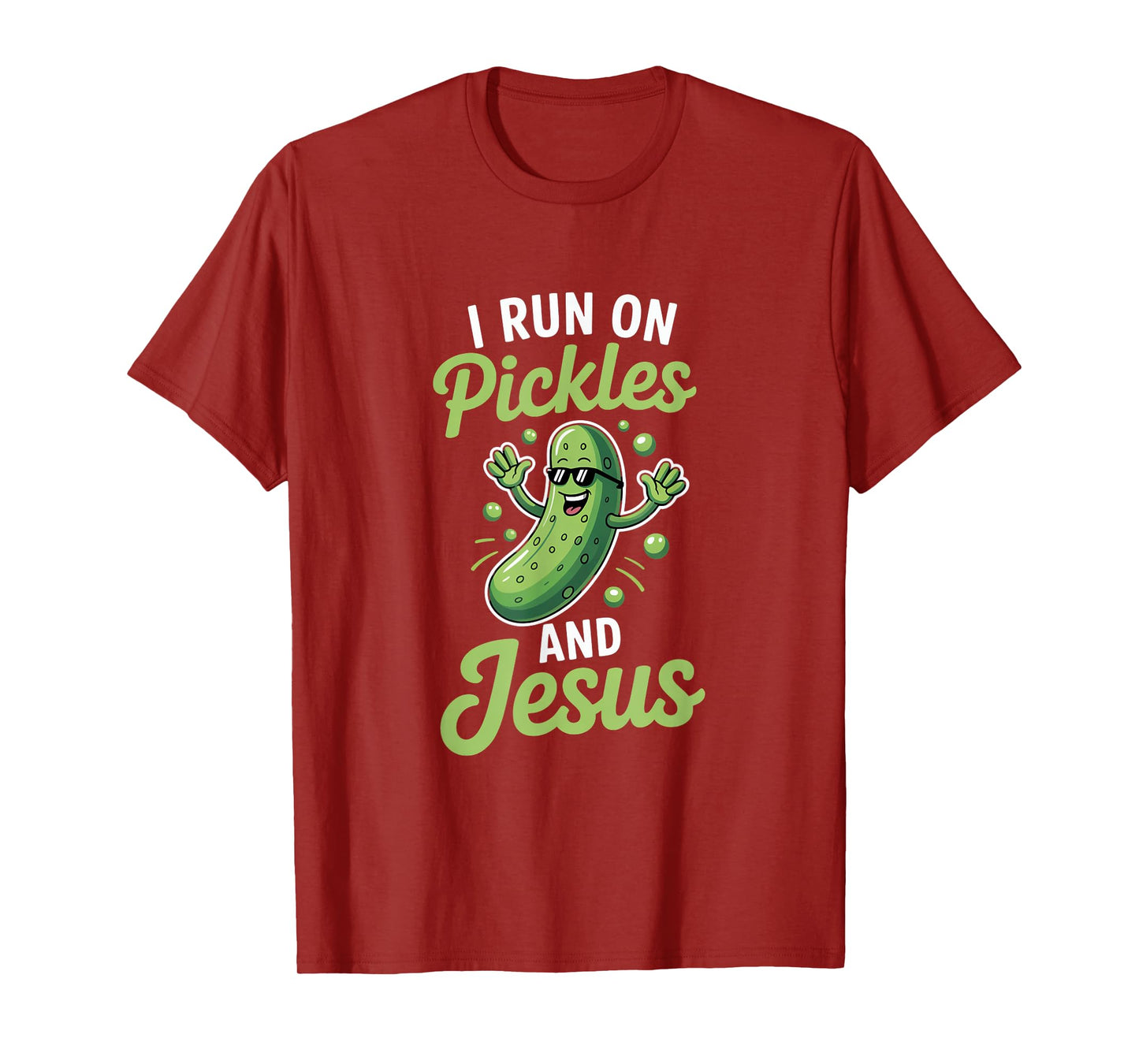 Funny Pickle Cucumber I Run on Pickles and Jesus T-Shirt