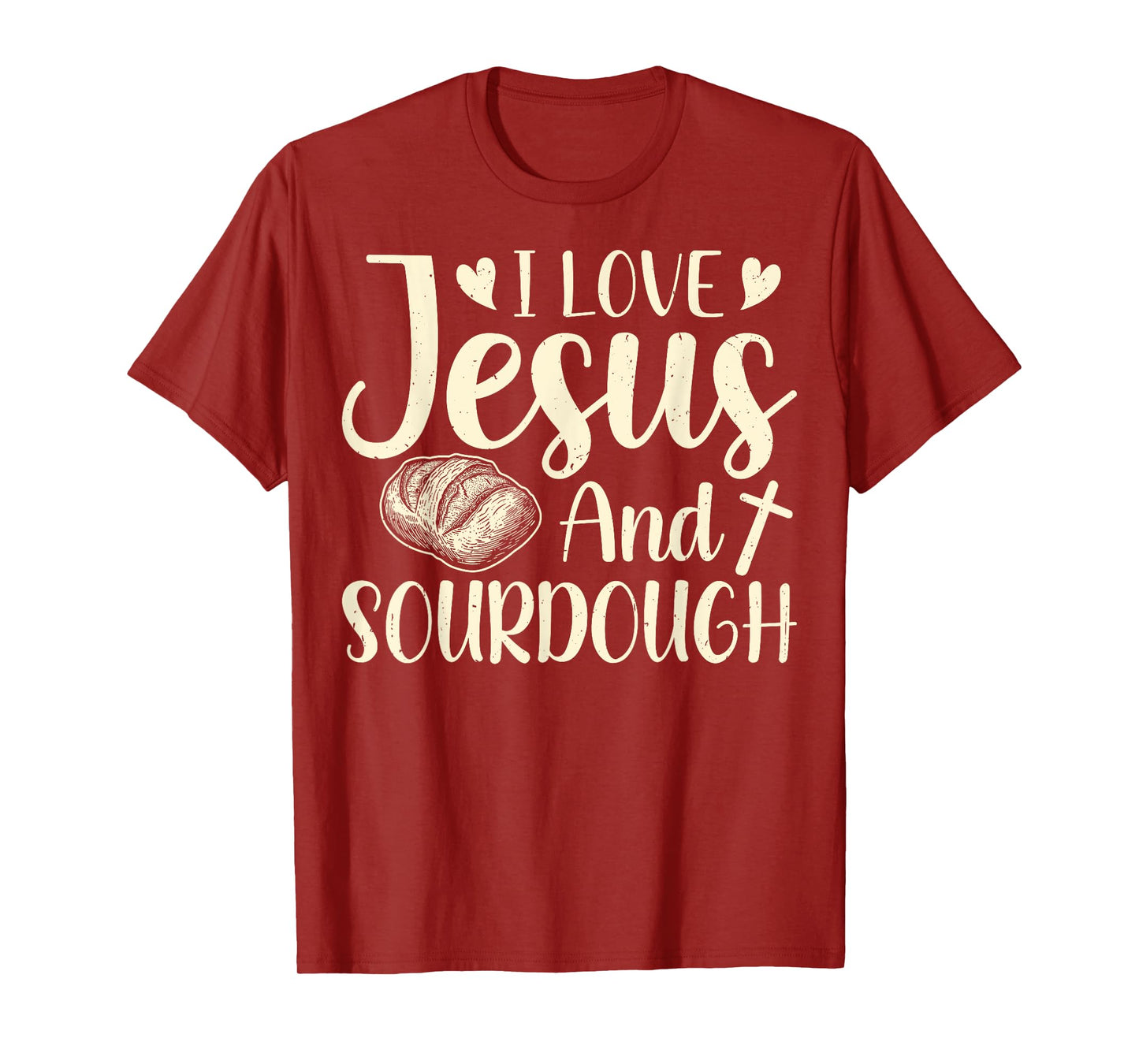 Christian Faith Sourdough Gifts - Love Jesus and Sourdough T-Shirt