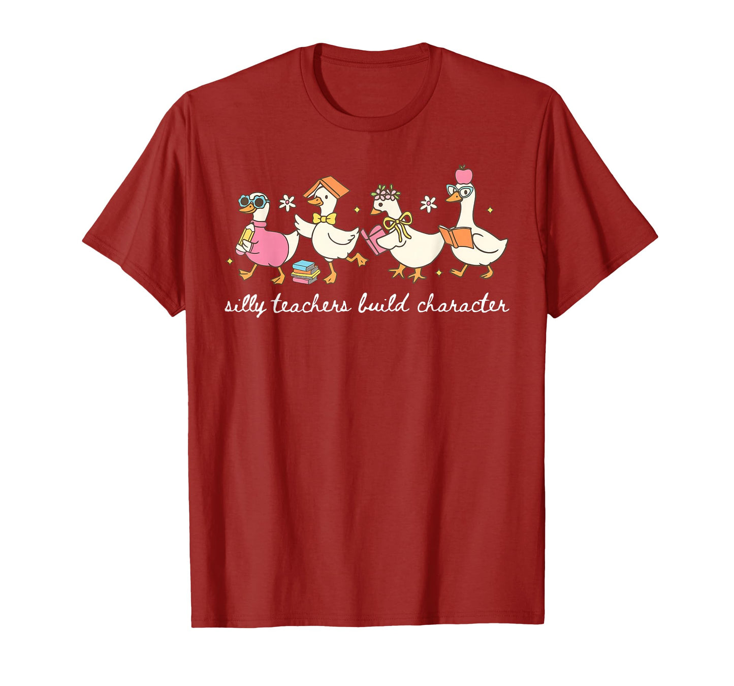 Silly Teachers Build Character Goose Teacher Back to School T-Shirt