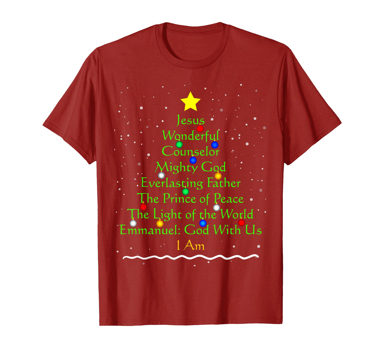 Christian Christmas Shirts Bible Names of Jesus Gift Tree T-Shirt