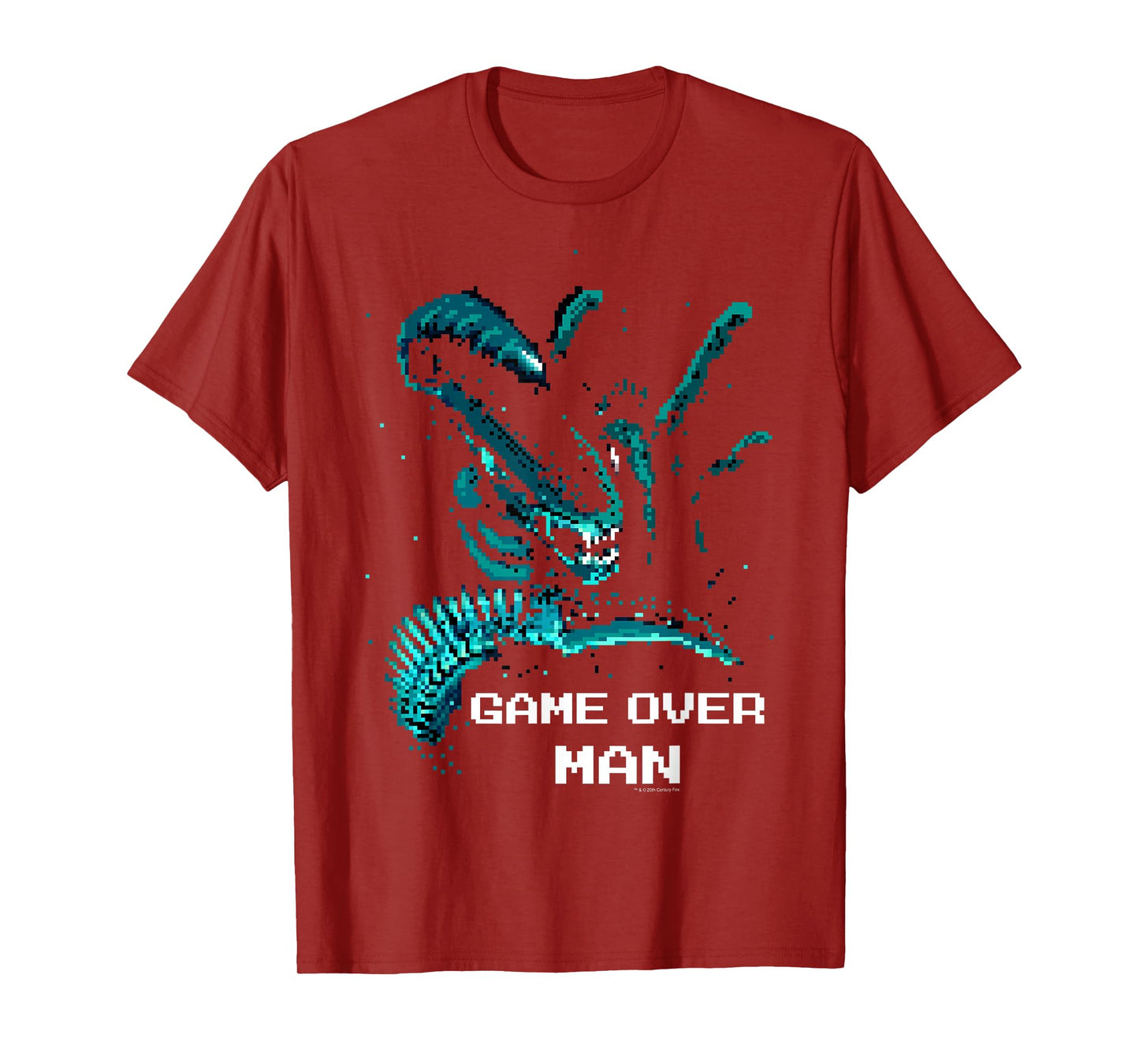 Aliens Iconic Xenomorph Game Over Man Pixelated Style Logo T-Shirt