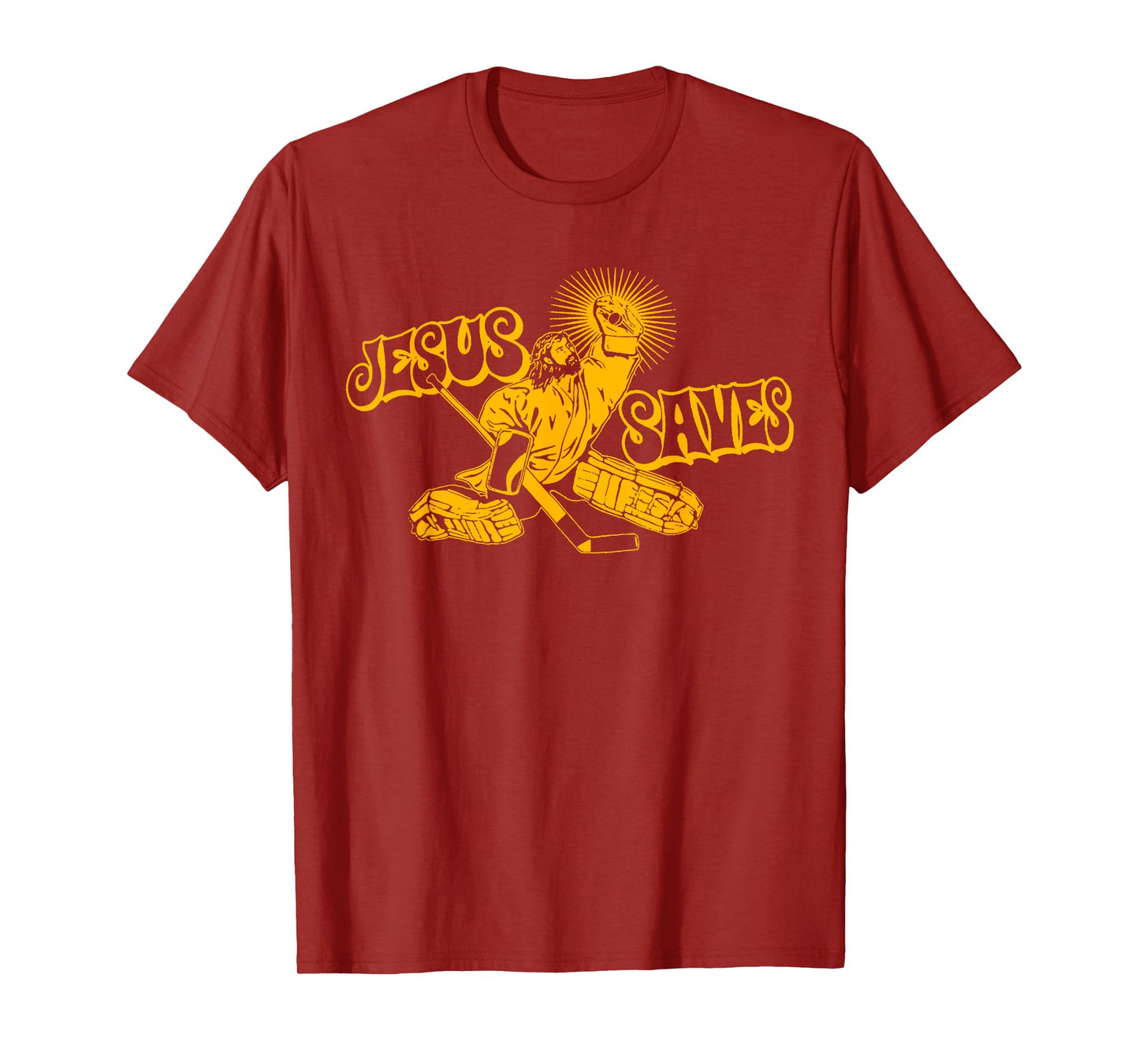 Funny Jesus Saves Hockey Religious Christian Goaltender Tee T-Shirt