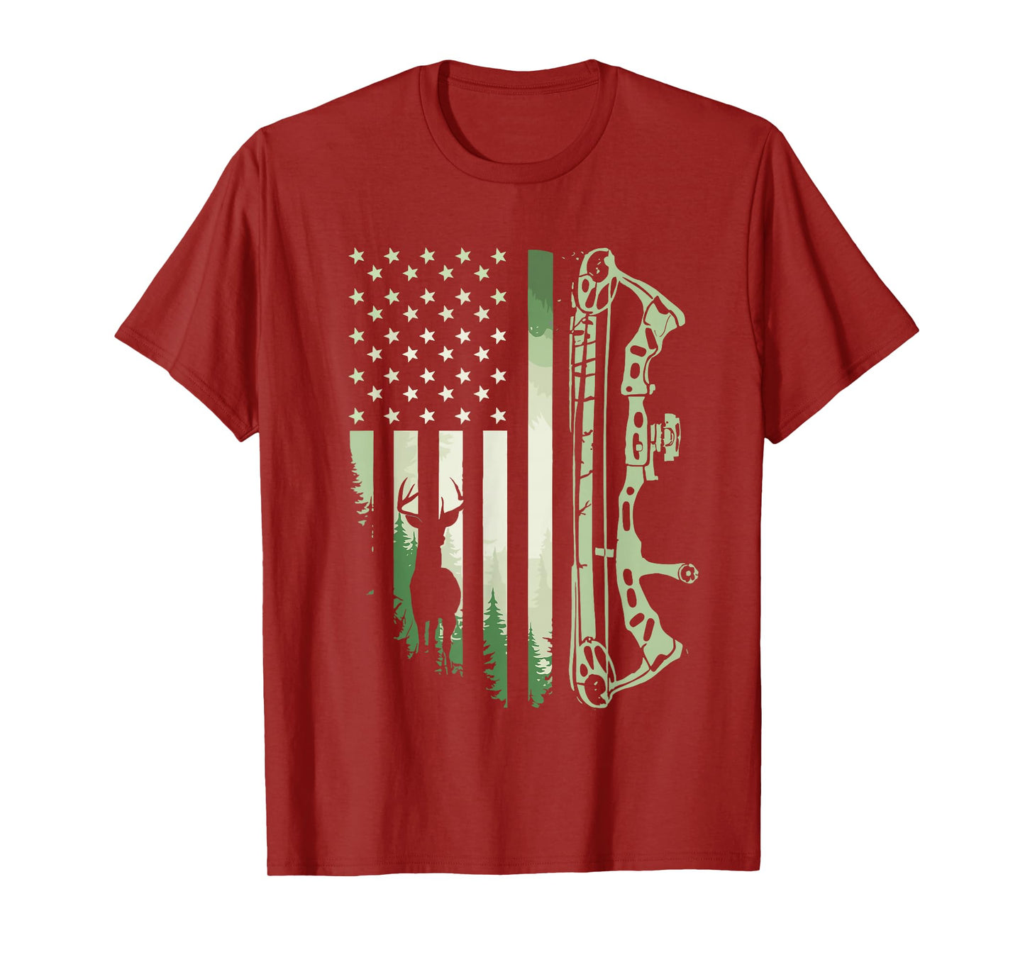 Patriotic Bowhunting USA Flag Bow Archery Deer Hunting Wild T-Shirt