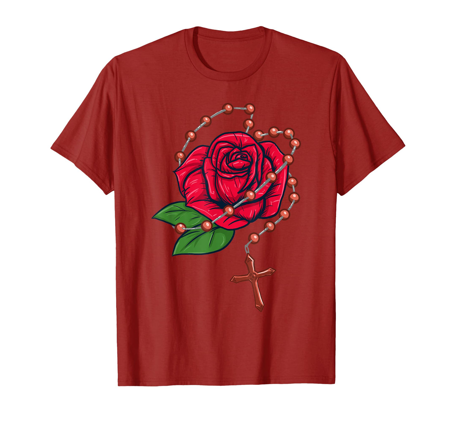 Rosary Beads & Rose - Catholic Pray The Rosary T-Shirt