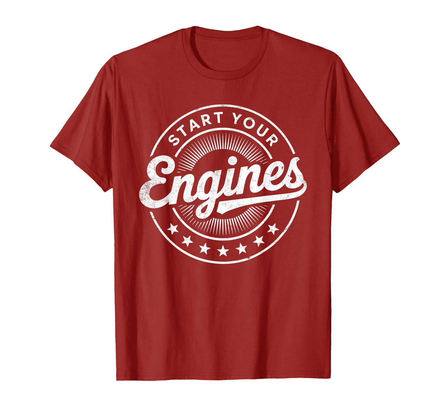 Start Your Engines Vintage Checkered Flag Race Car T-Shirt