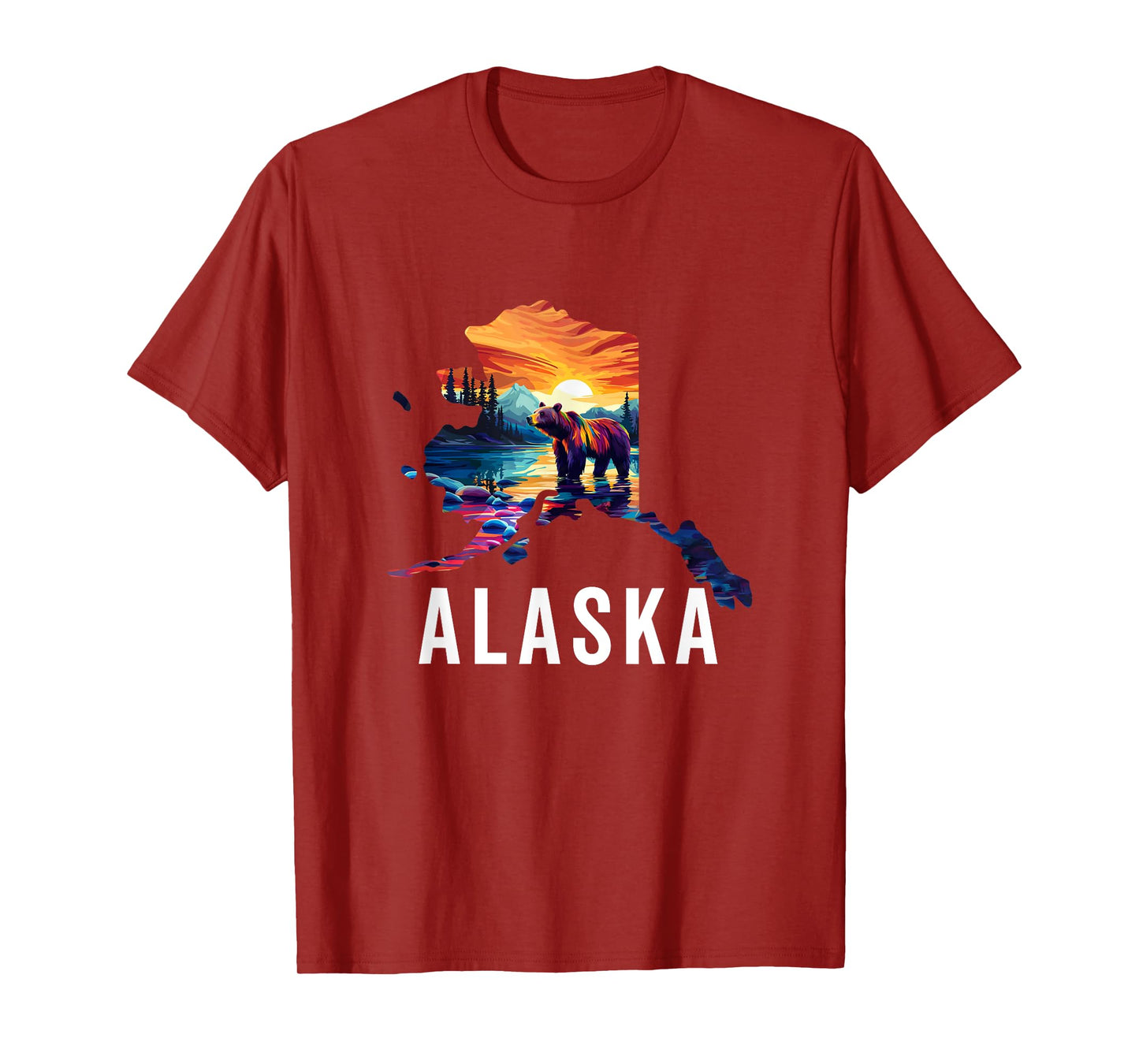 Alaskan Bear Animal Alaska Map Souvenirs Vacation Vintage T-Shirt
