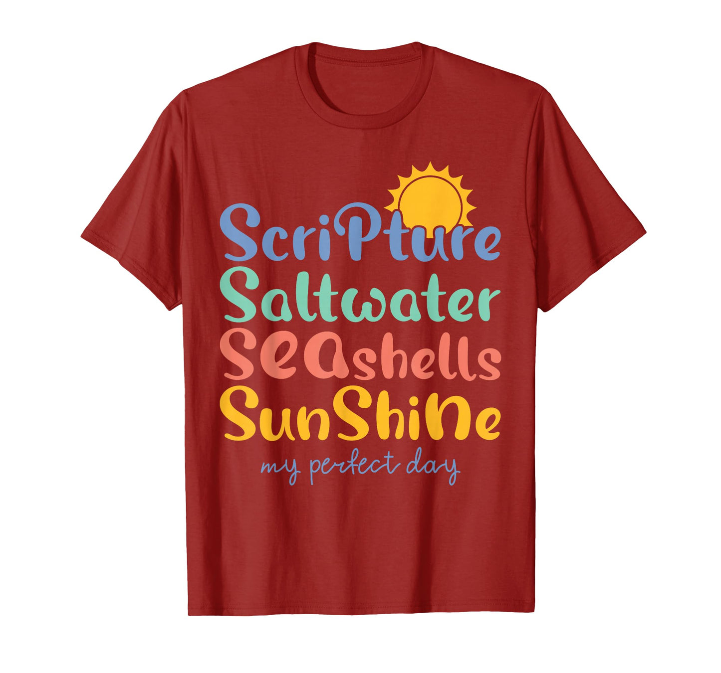 Scripture Saltwater Seashells Sunshine Beach Lovers Summer T-Shirt