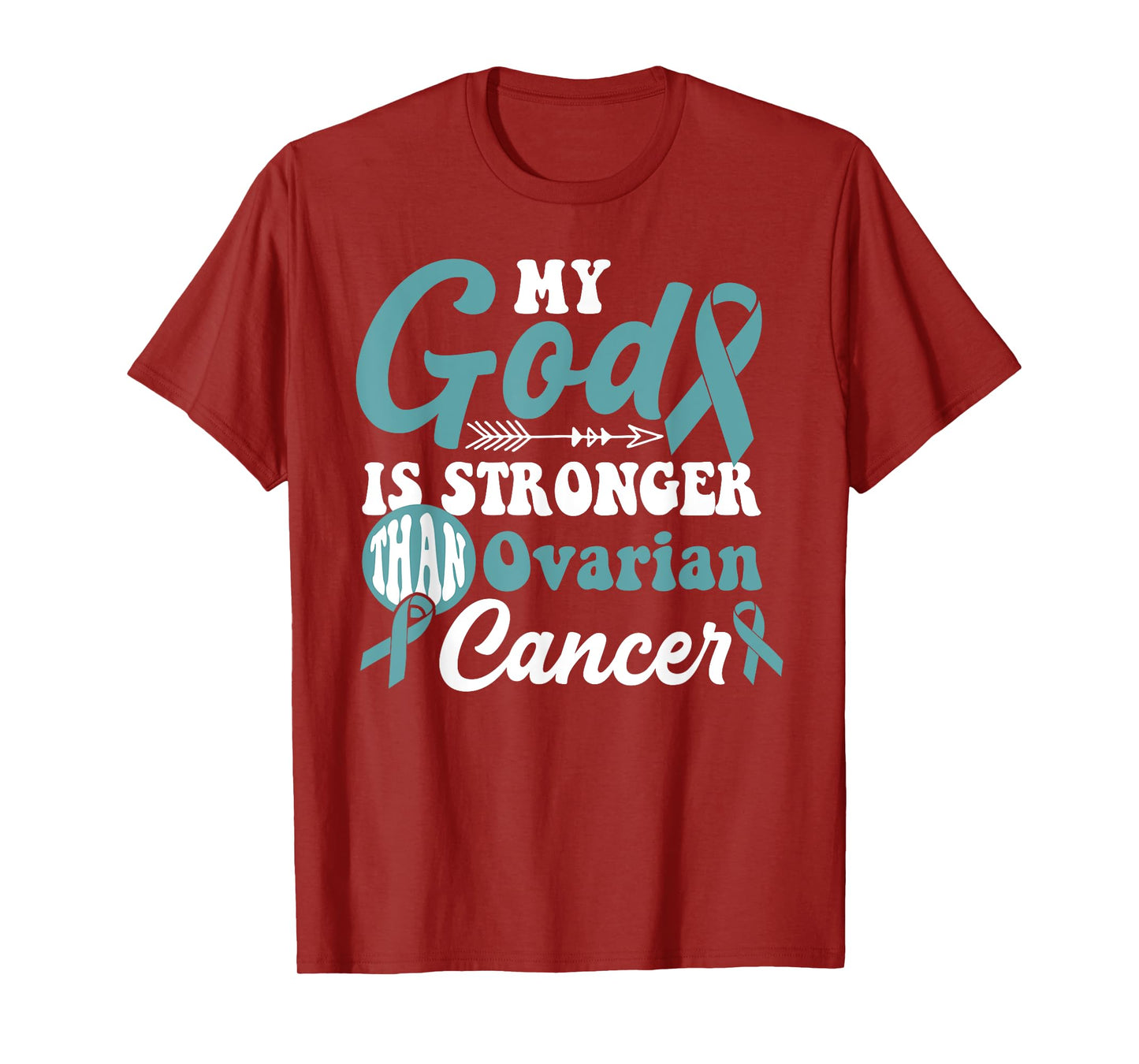 My God is Stronger Than Ovarian Cancer Awareness Warrior T-Shirt