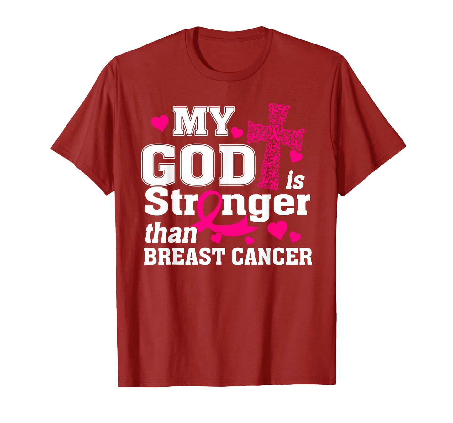 My God is Stronger Than Breast Cancer Cross T-Shirt