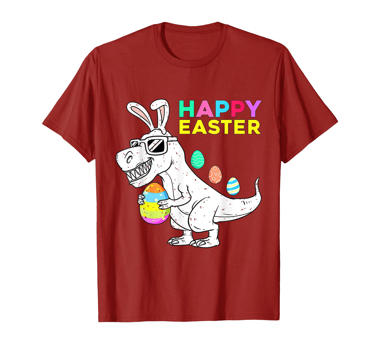 Happy Easter T Rex Dino With Bunny Ears Funny Egg Boys Girls T-Shirt
