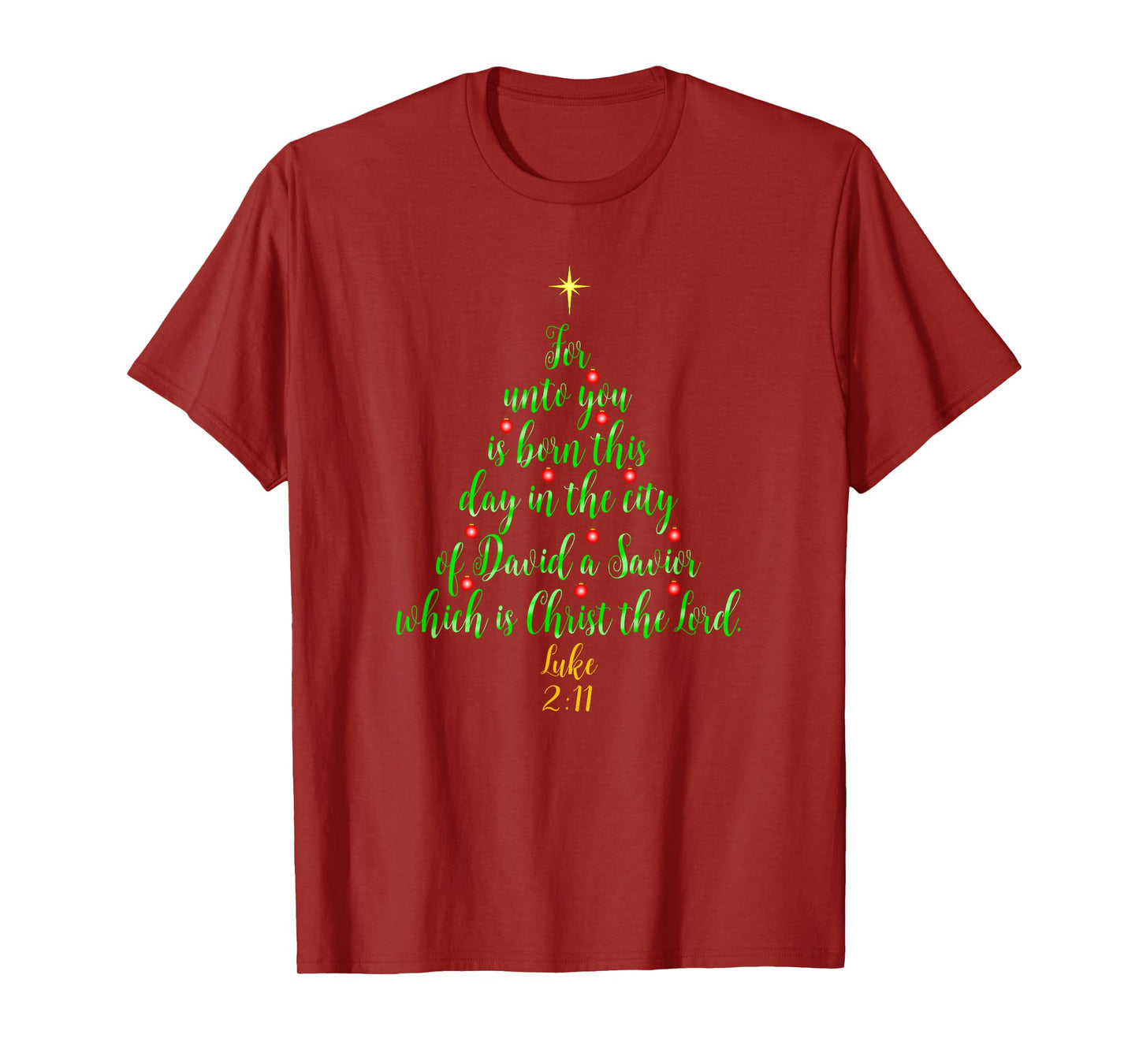 Christian Christmas Shirts Unto You Is Born A Savior Tree T-Shirt