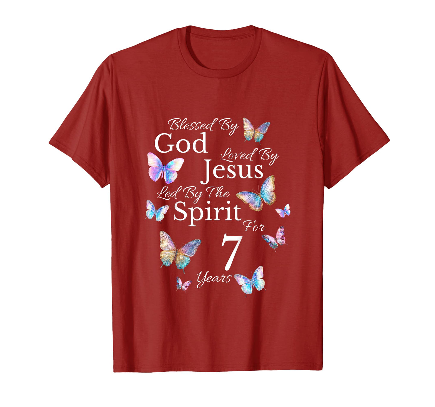 Kids Blessed By God Loved By Jesus For 7 Years Old 7th Birthday T-Shirt