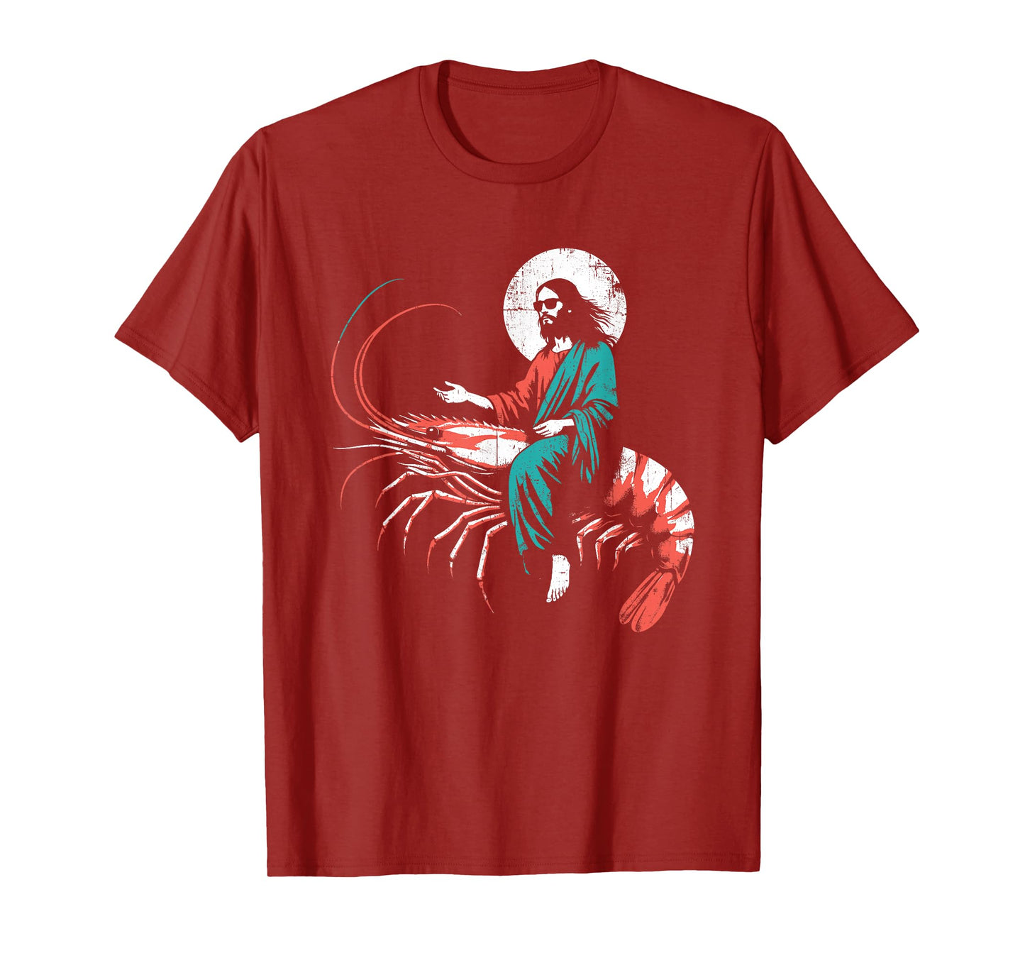 Jesus Riding A Shrimp - Funny Christian Prawn Lover T-Shirt