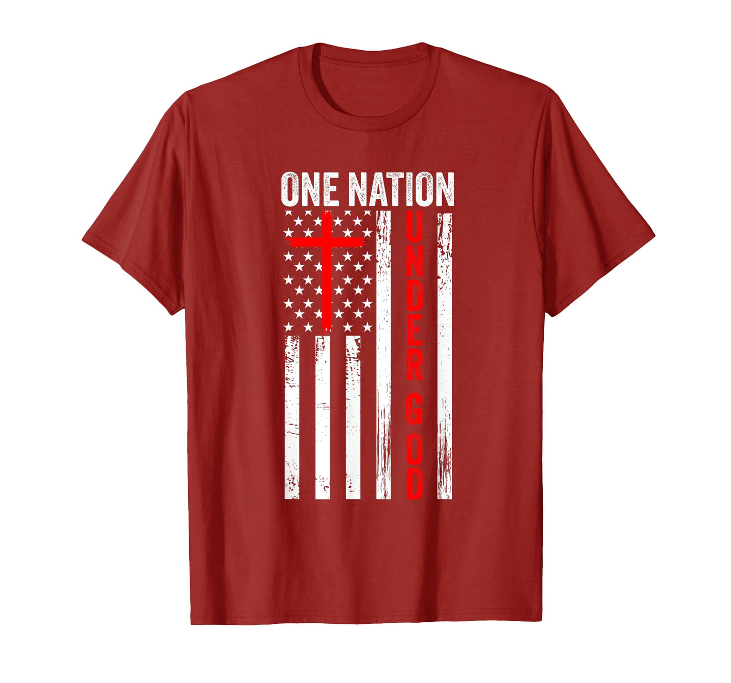 One Nation Under God USA flag Cross Jesus Christian Bible T-Shirt