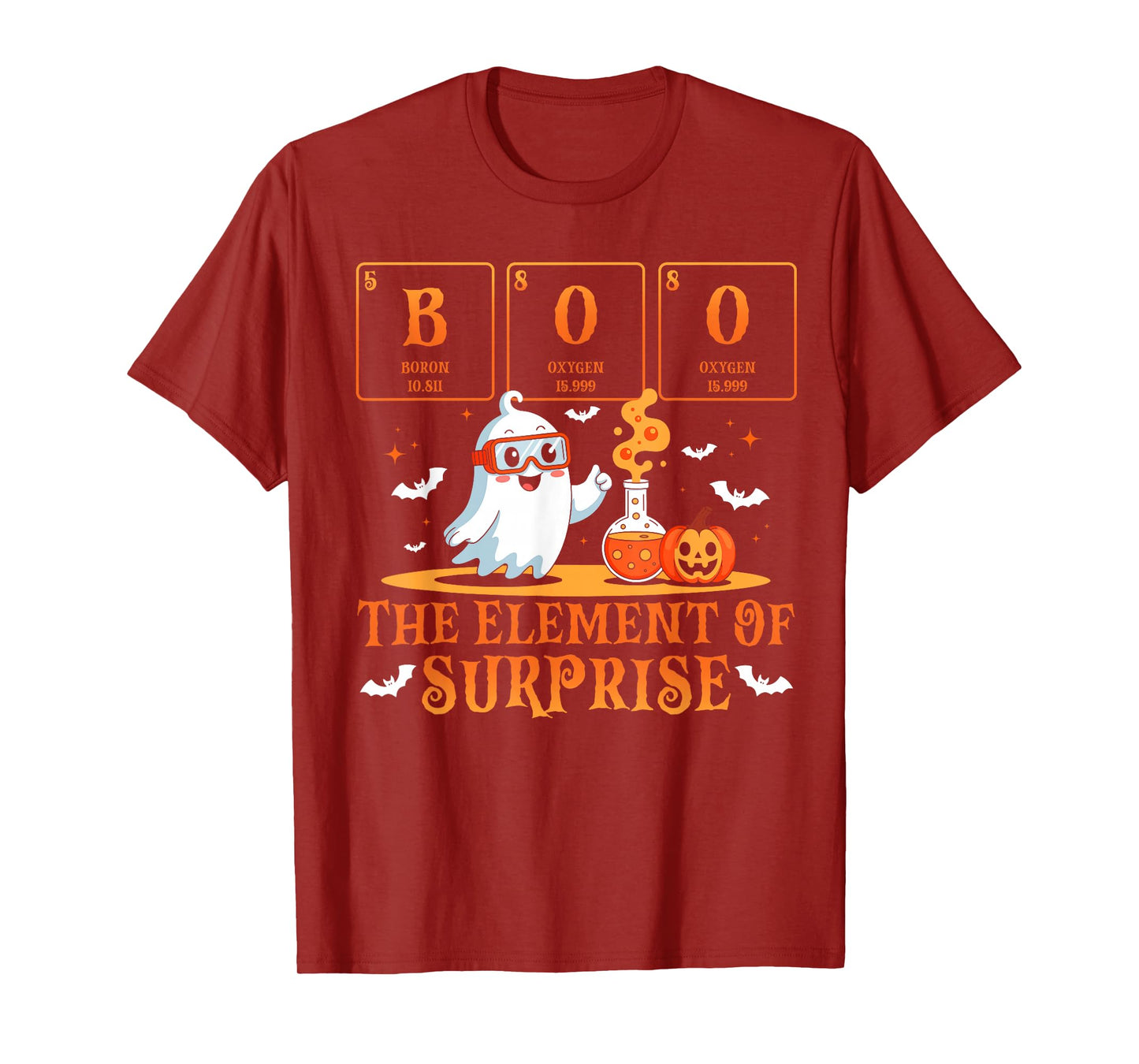 Halloween Chemistry Boo The Element of Surprise Cute Ghost T-Shirt
