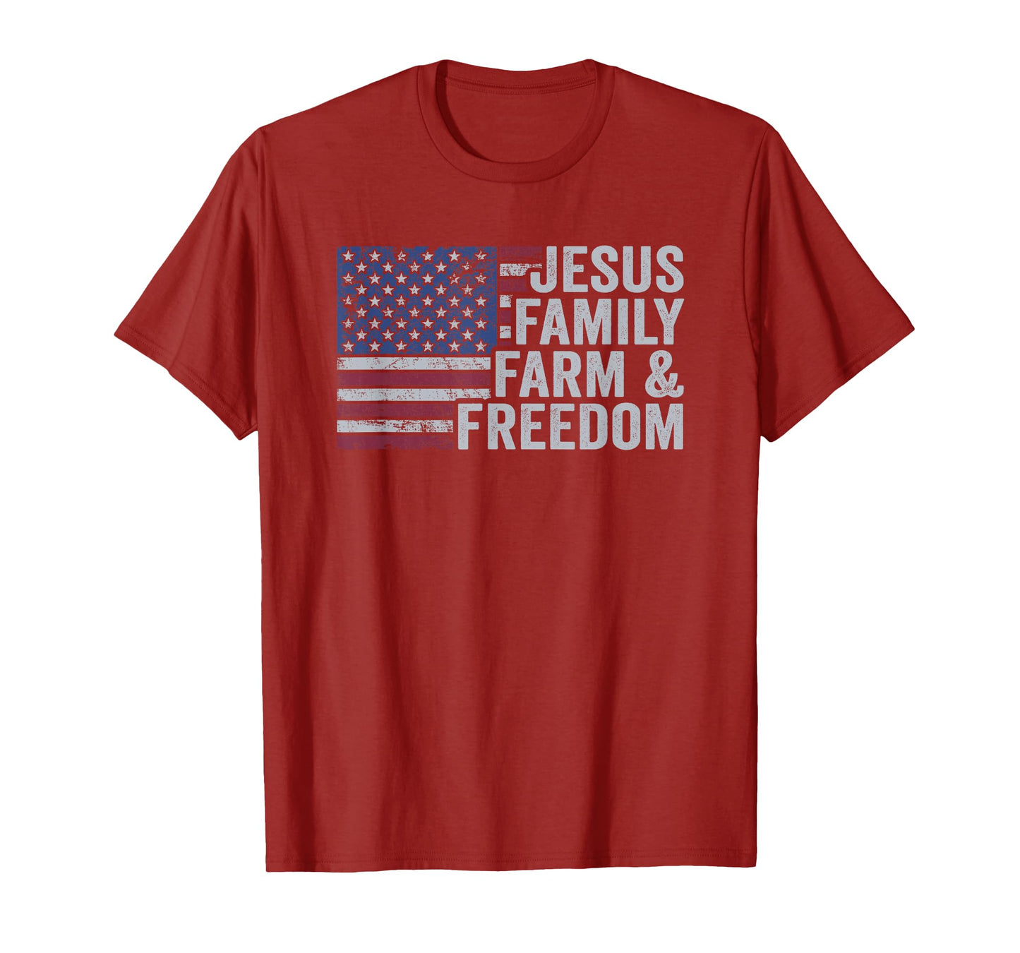 Jesus Family Farm & Freedom Patriotic Christian Farmer USA T-Shirt
