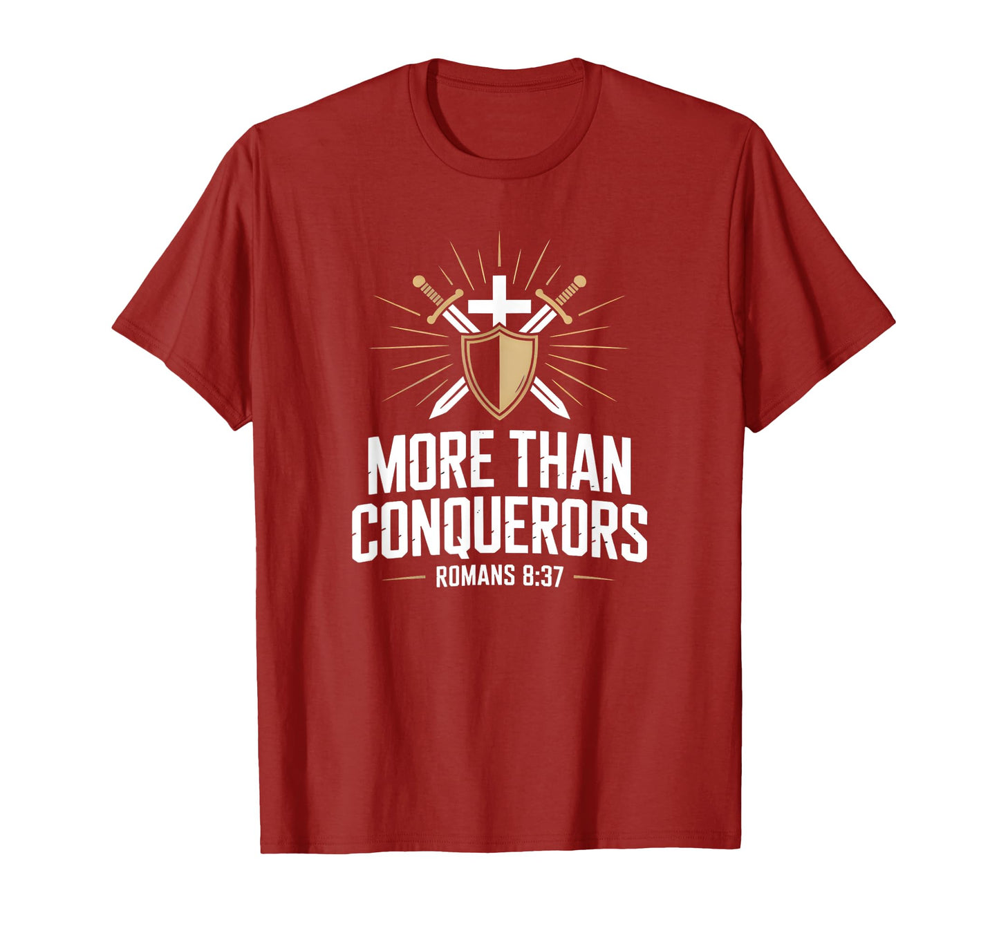 More Than Conquerors Romans 8 Bold Christian Bible Verse T-Shirt