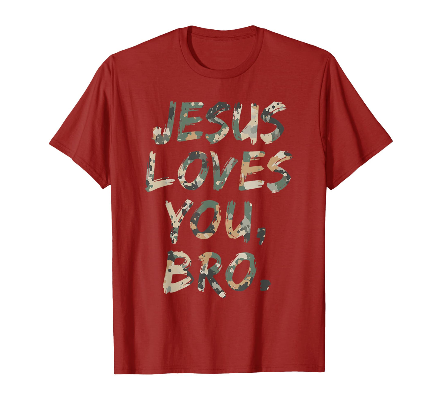 Vintage Camo Jesus Loves You Bro Christian Believer Faith T-Shirt