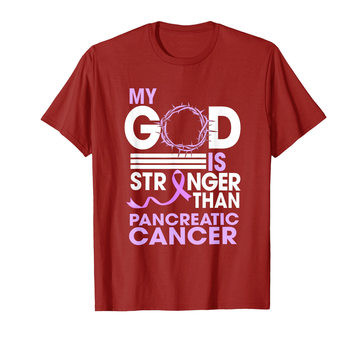 My God Is Stronger Than Pancreatic Cancer Awareness Ribbon T-Shirt
