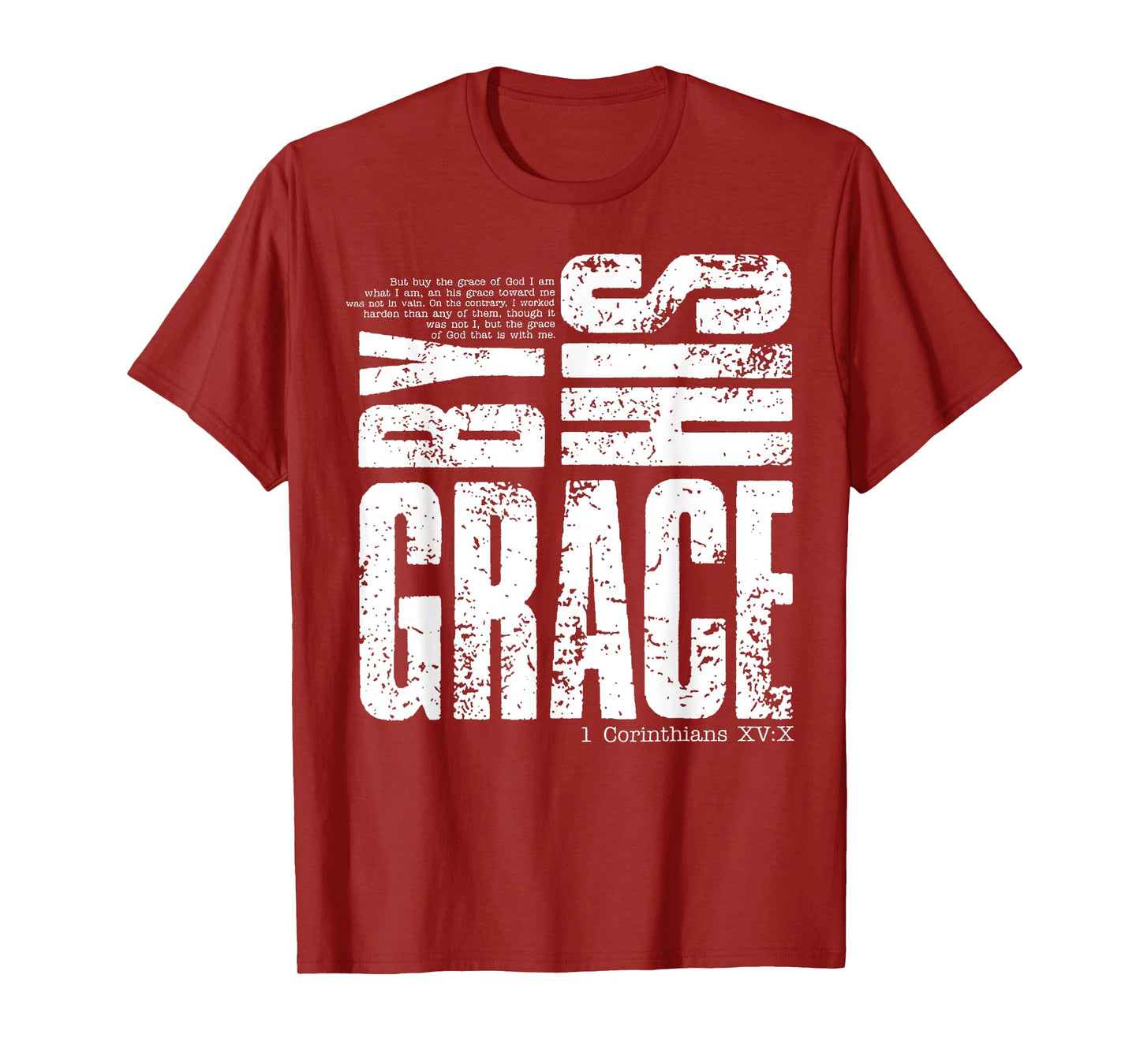 Saved By His Amazing Grace Hand Drawn Cross Christian T-Shirt