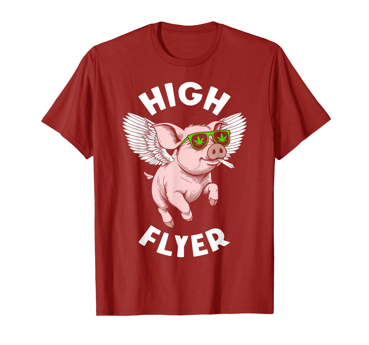 420 Marijuana Funny Pig Lover High Flyer Stoner Weed Pot T-Shirt