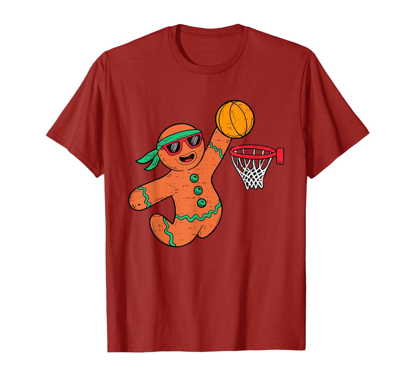 Funny Gingerbread Basketball Christmas Xmas Mens Boys Kids T-Shirt