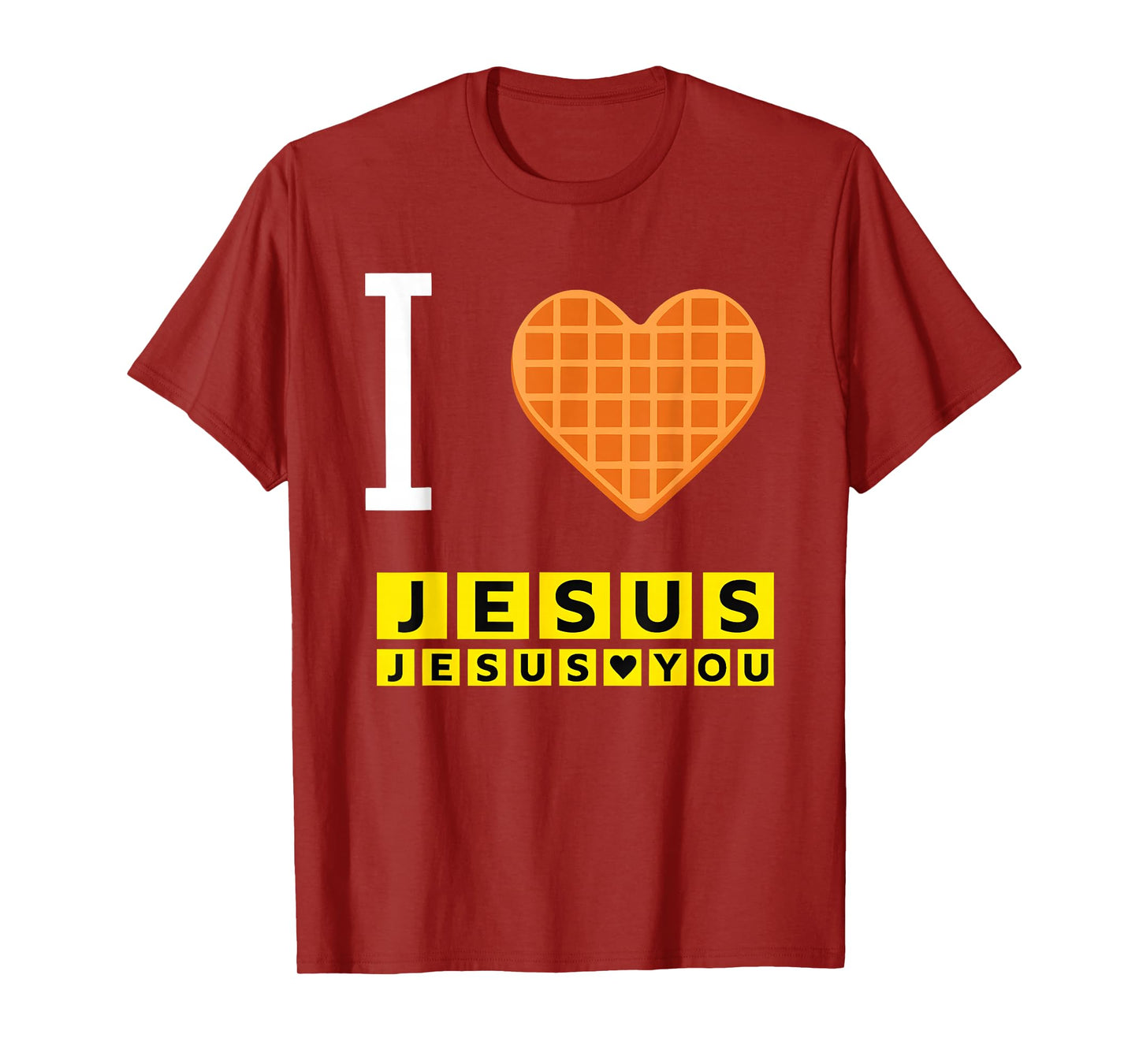 I Love Jesus Waffle Heart Funny Christian Breakfast T-Shirt