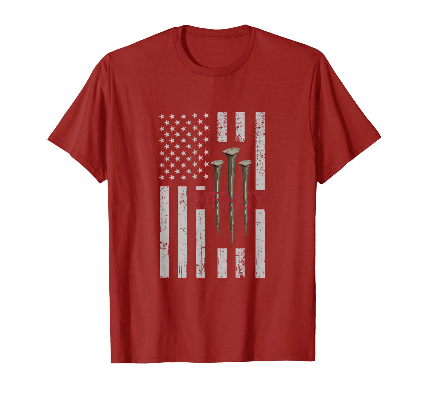 3 Nails Mercy Jesus American Flag Shirts Christian T-Shirt for Women Men