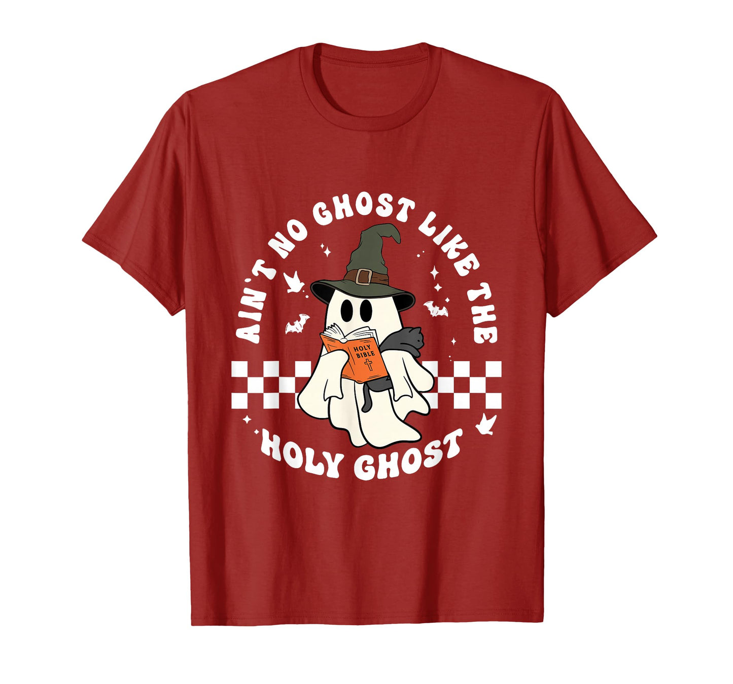 Funny Christian Ghost with Bible Retro Catholic Cute Faith T-Shirt