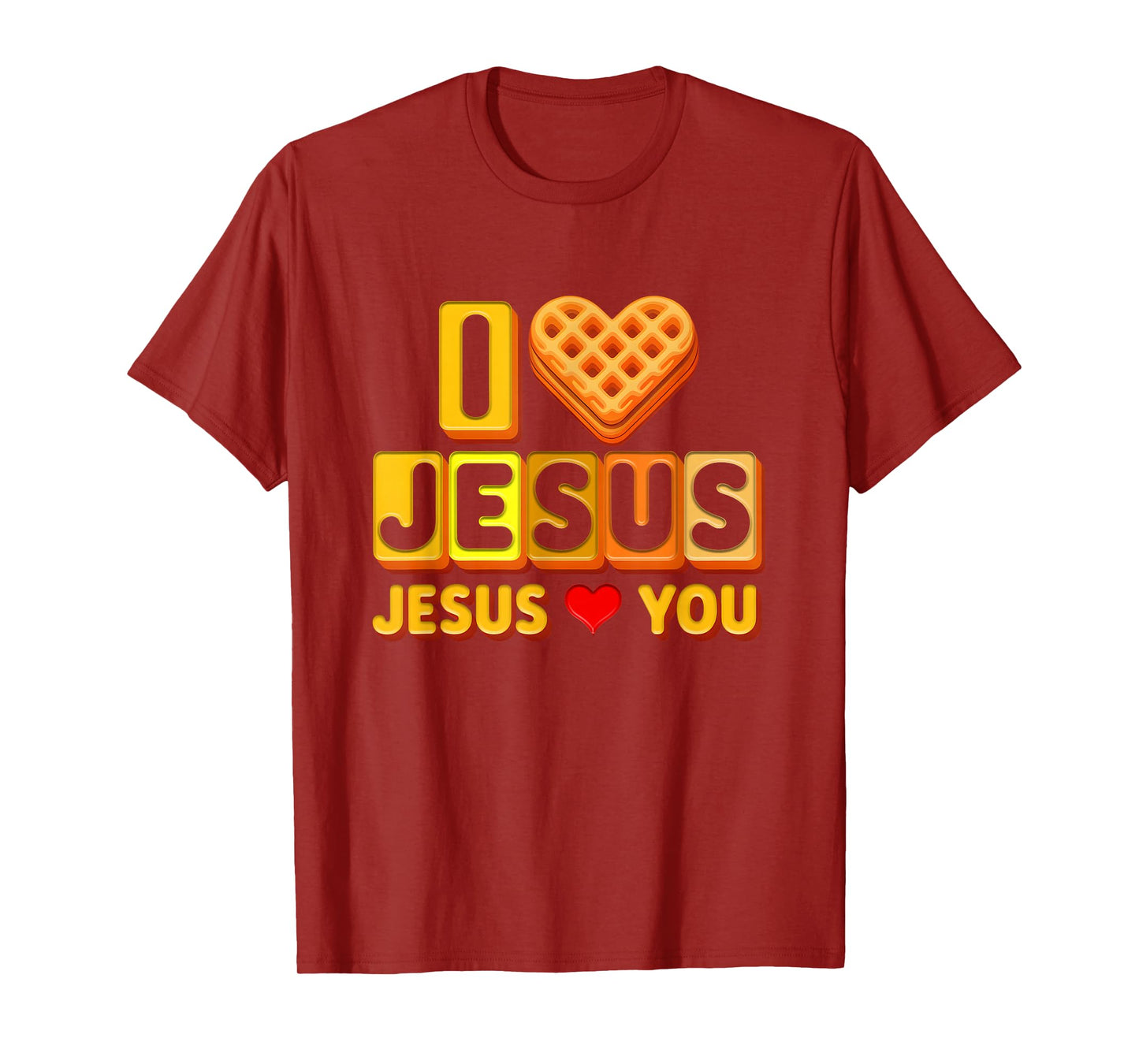 I Loves Jesus Waffle Heart Funny Christian Breakfast Cookie T-Shirt