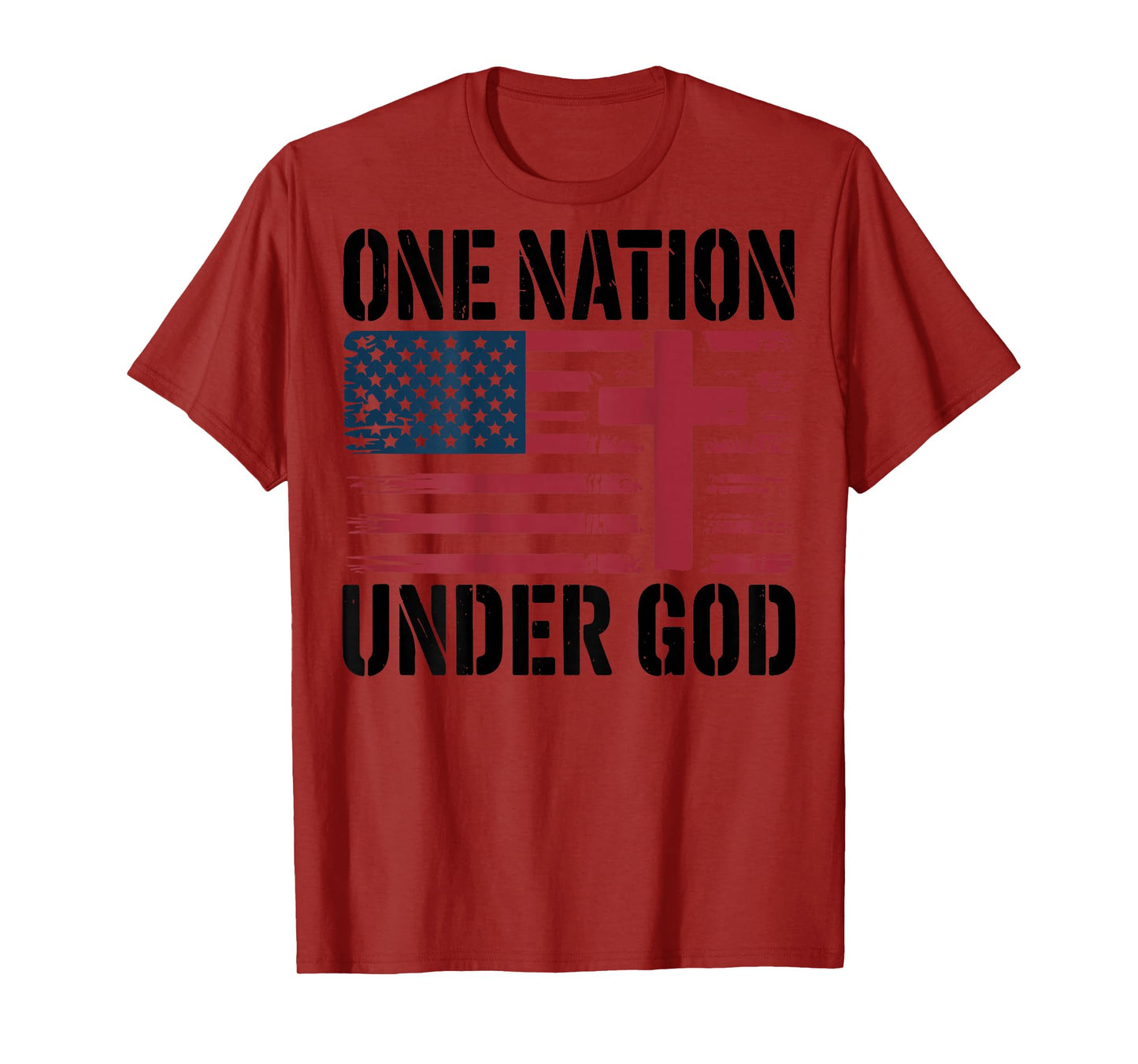 One Nation Under God American Flag Christian Patriotic Cross T-Shirt